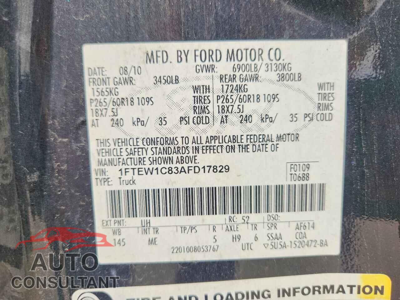 FORD All Models 2010 - 1FTEW1C83AFD17829