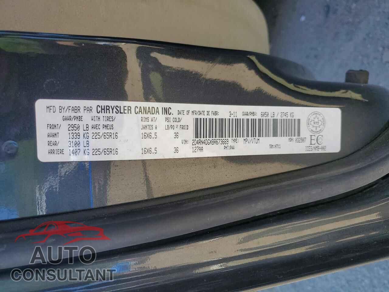 DODGE CARAVAN 2011 - 2D4RN4DGXBR673669