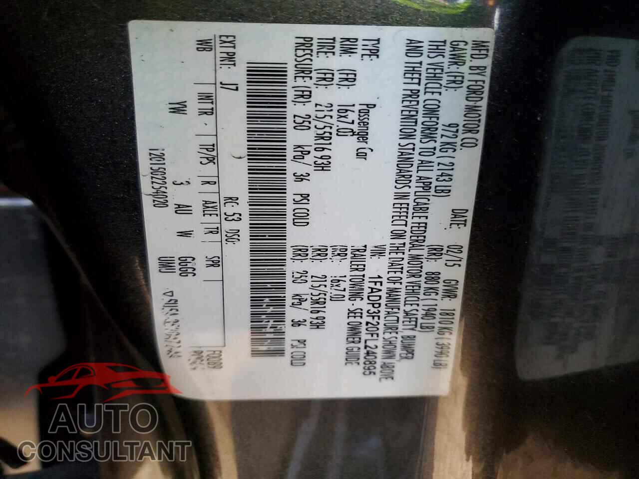 FORD FOCUS 2015 - 1FADP3F20FL240895