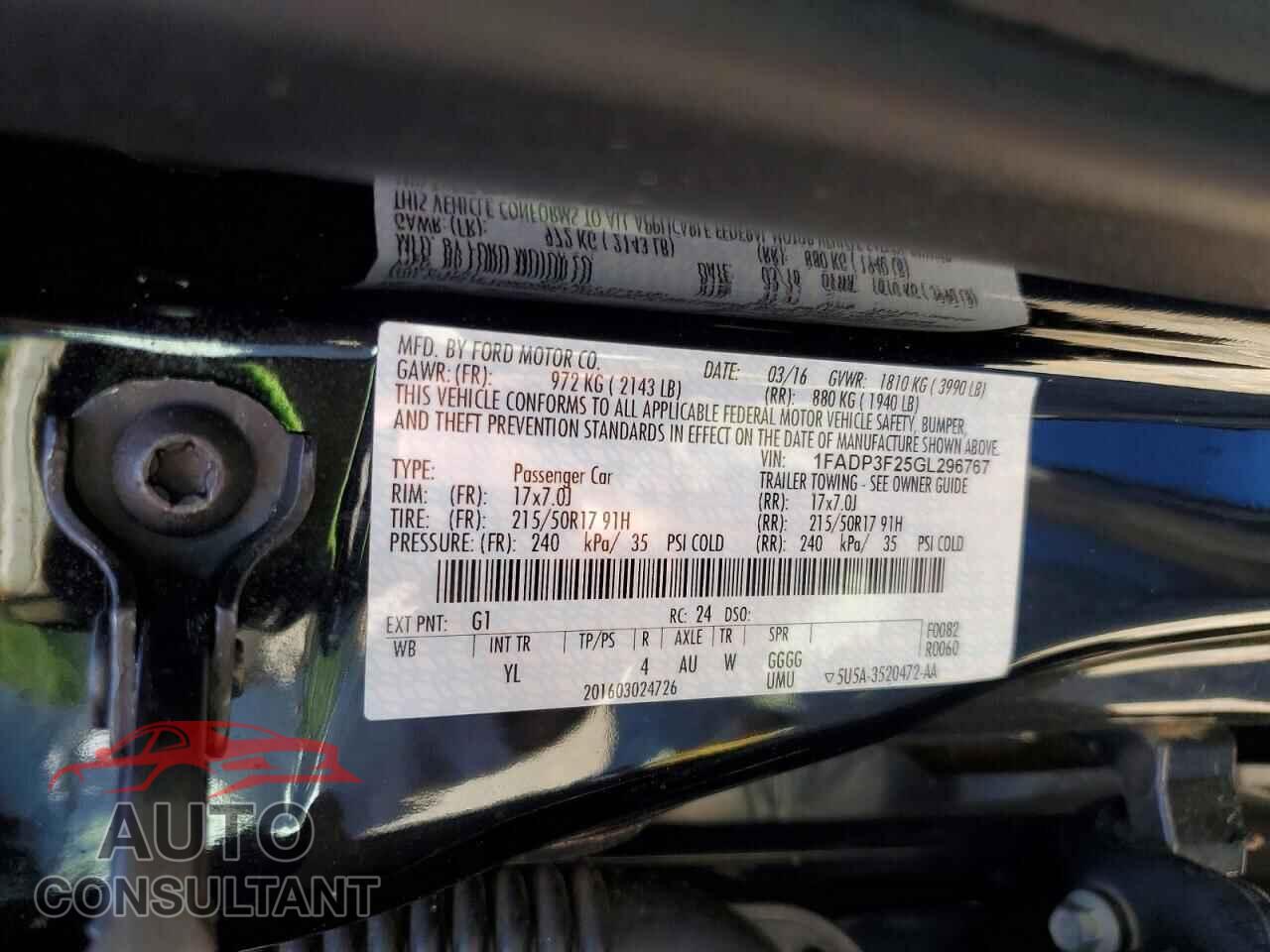 FORD ALL Models 2016 - 1FADP3F25GL296767