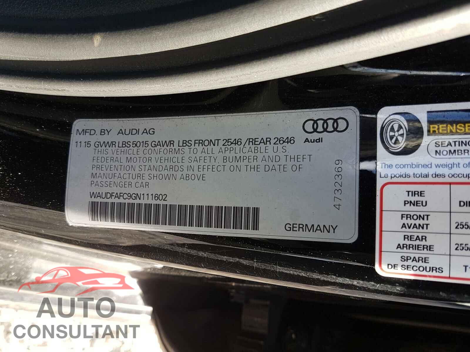 AUDI A6 2016 - WAUDFAFC9GN111602