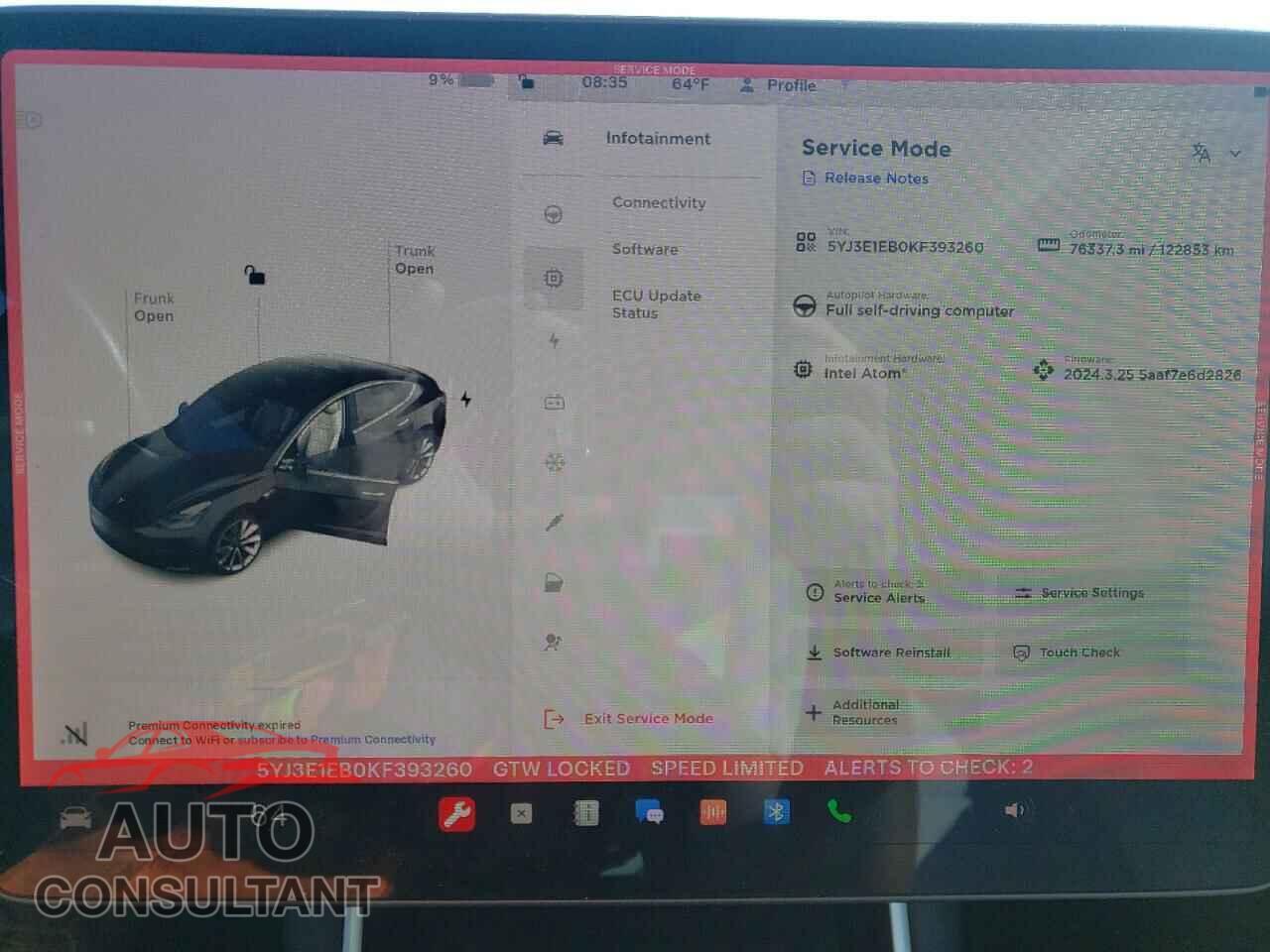 TESLA MODEL 3 2019 - 5YJ3E1EB0KF393260