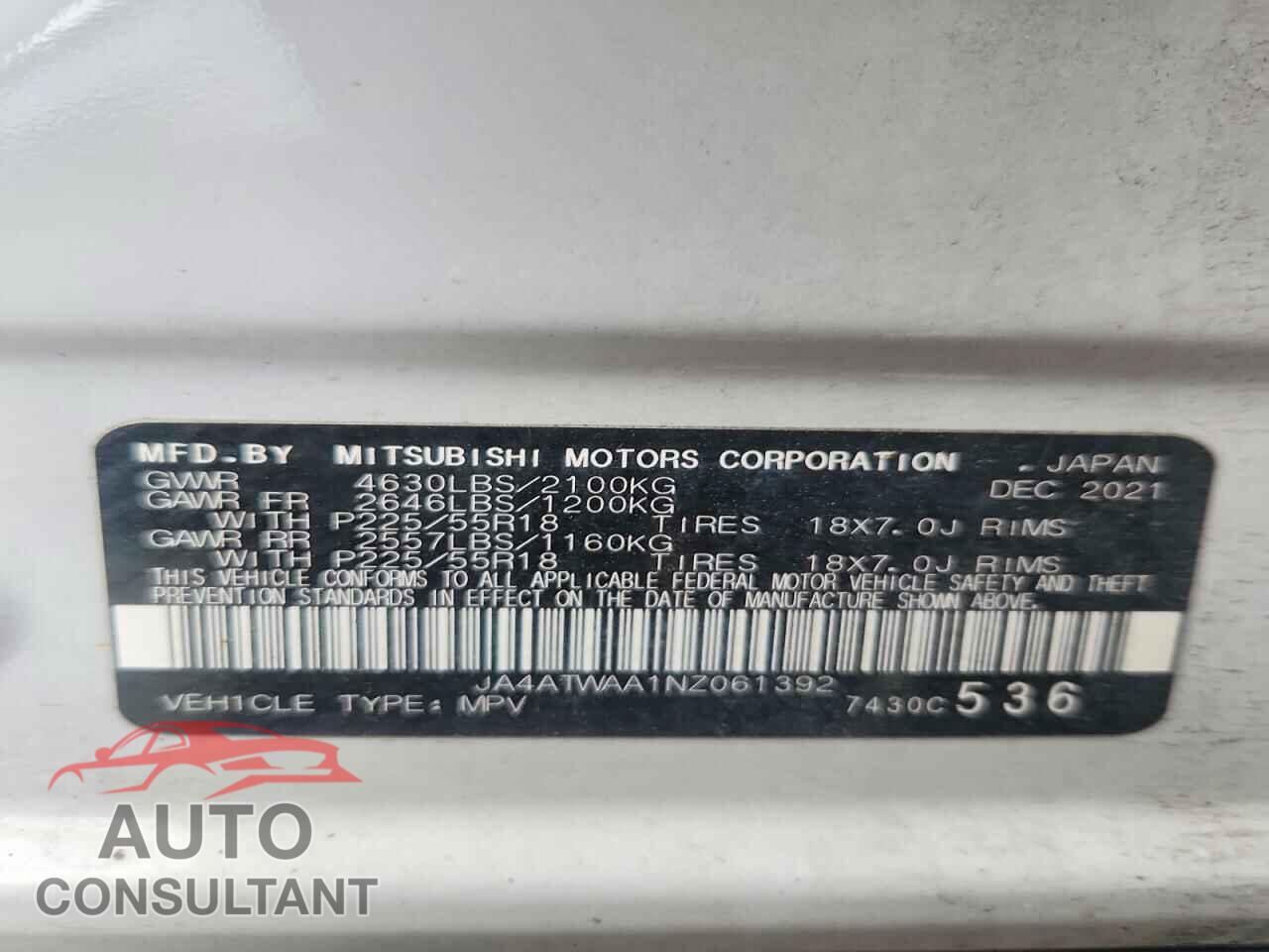 MITSUBISHI ECLIPSE 2022 - JA4ATWAA1NZ061392