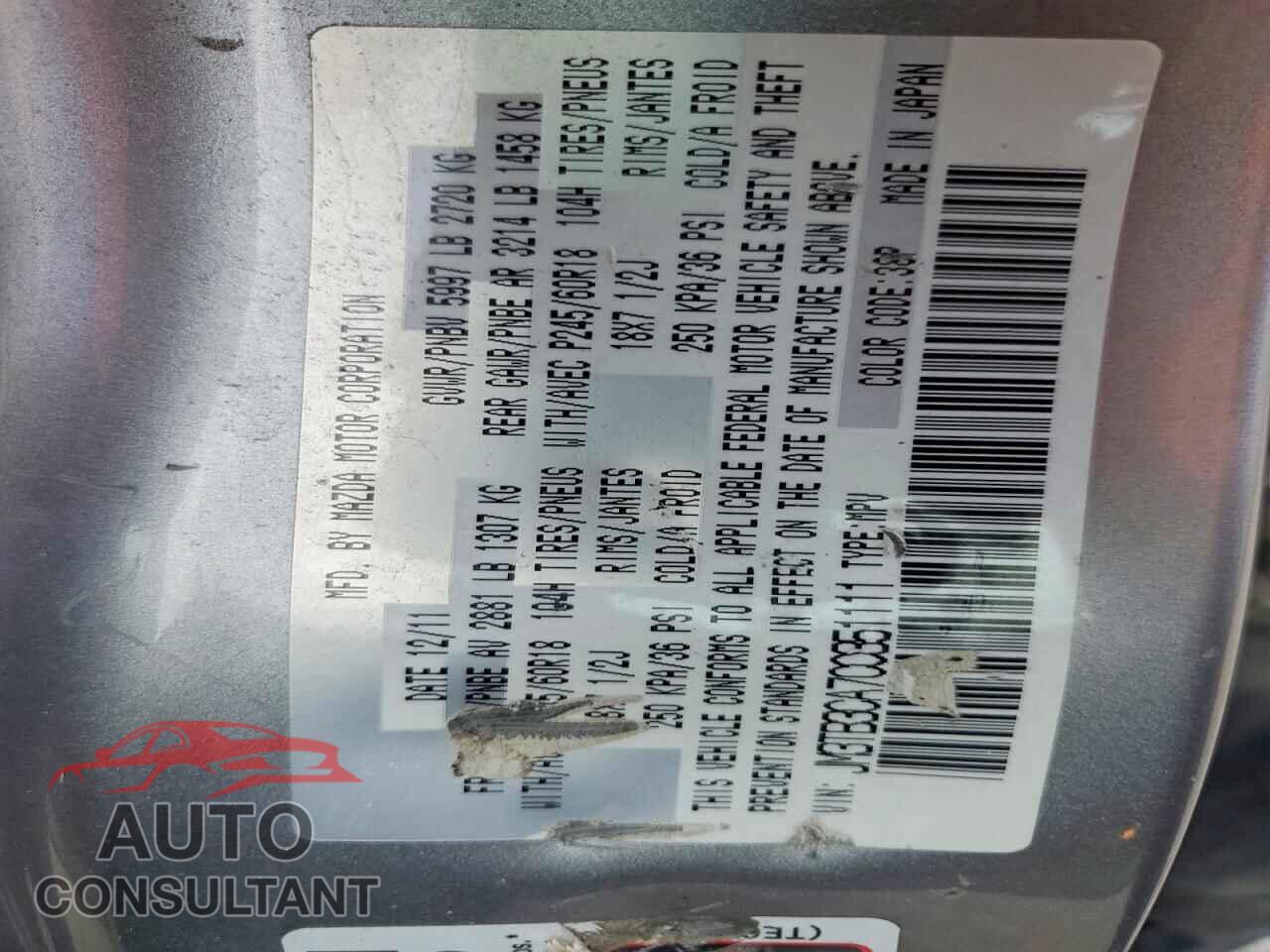 MAZDA CX-9 2012 - JM3TB3CA7C0351111