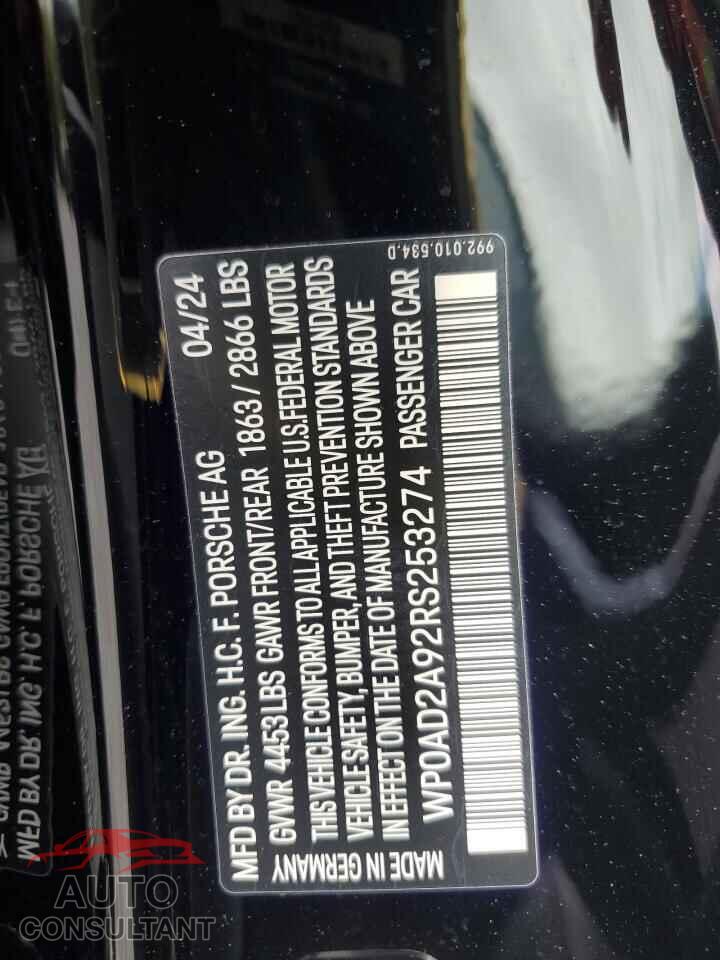 PORSCHE 911 2024 - WP0AD2A92RS253274