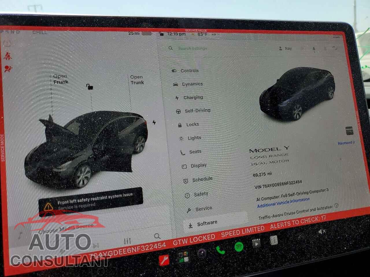 TESLA MODEL Y 2022 - 7SAYGDEE6NF322454
