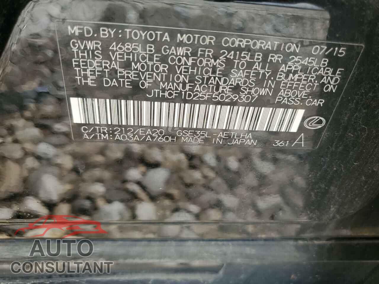 LEXUS IS 2015 - JTHCF1D25F5029307