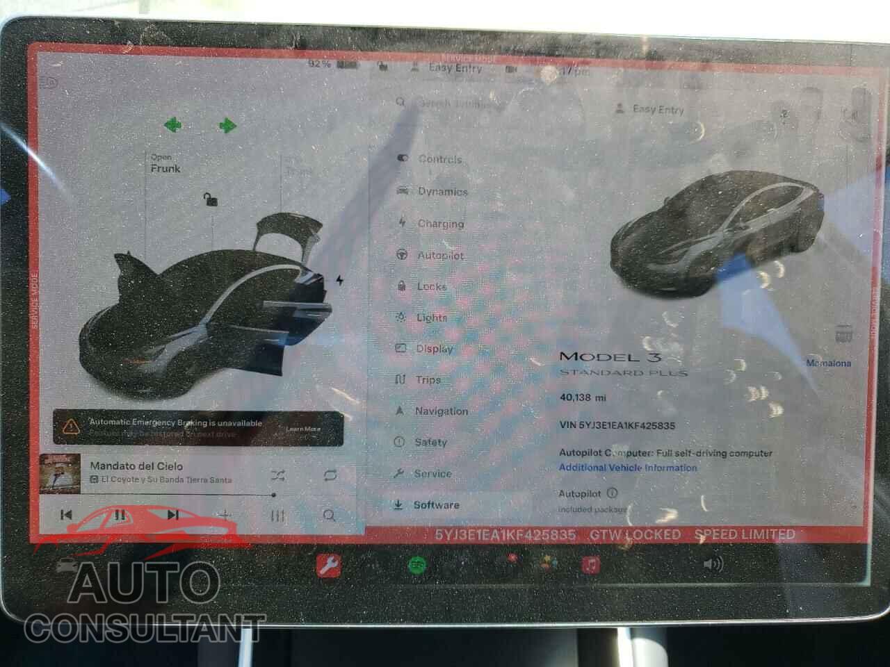 TESLA MODEL 3 2019 - 5YJ3E1EA1KF425835