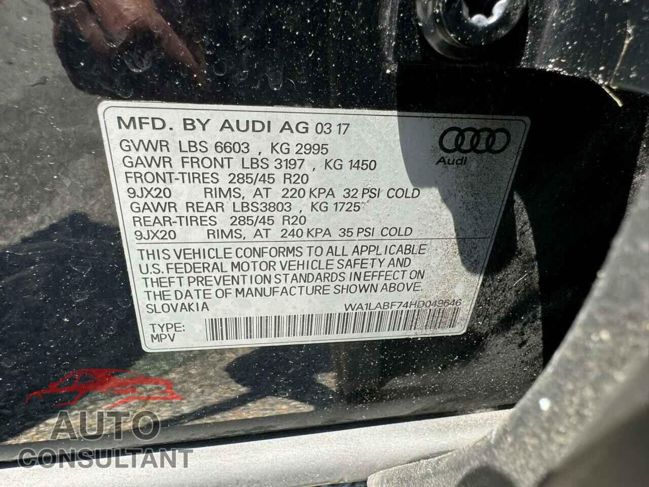 AUDI Q7 2017 - WA1LABF74HD049646