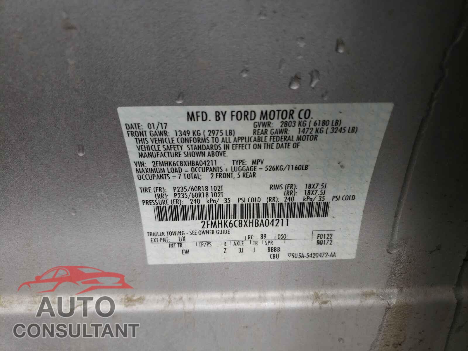 FORD FLEX 2017 - 2FMHK6C8XHBA04211