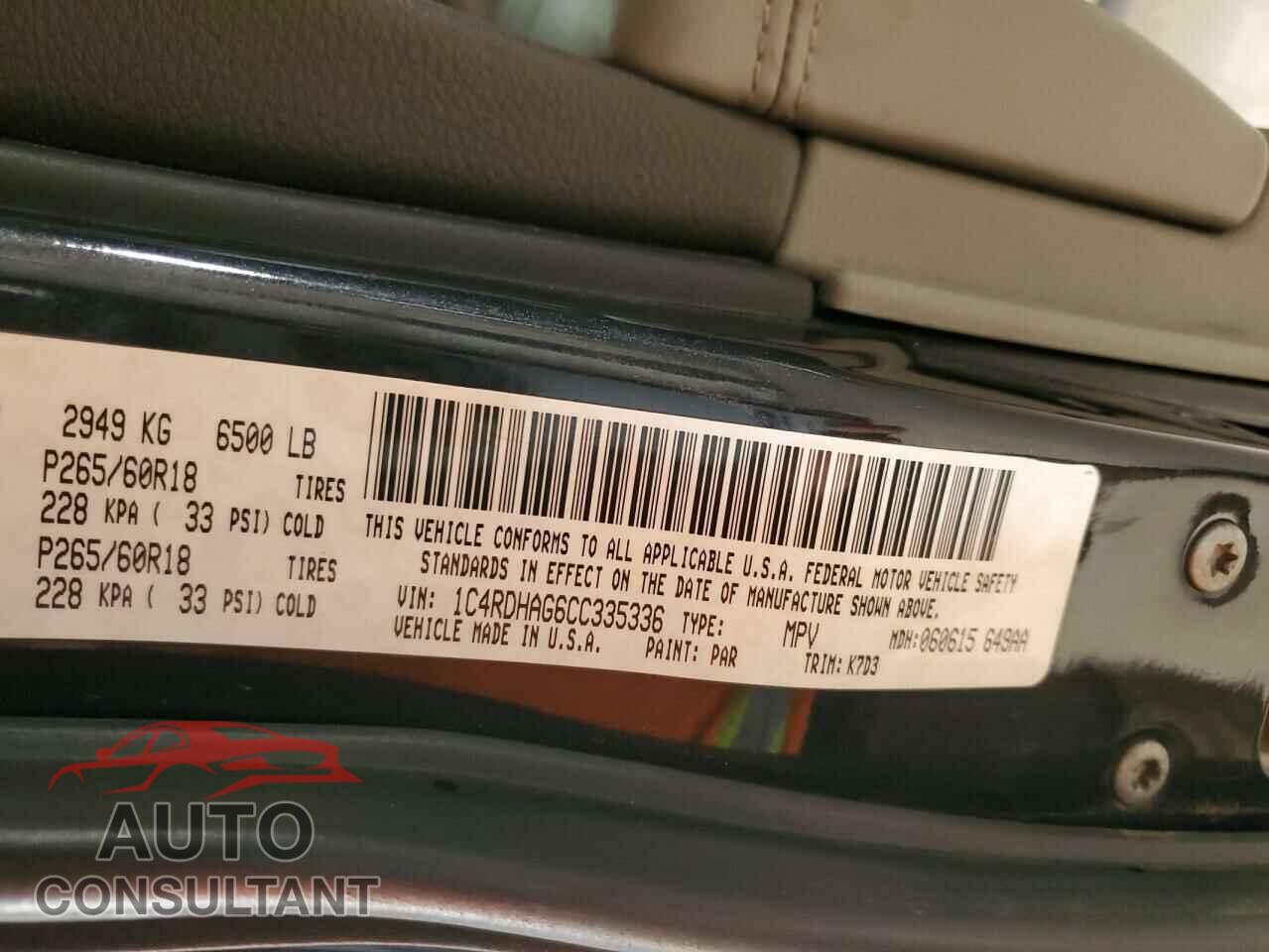 DODGE DURANGO 2012 - 1C4RDHAG6CC335336
