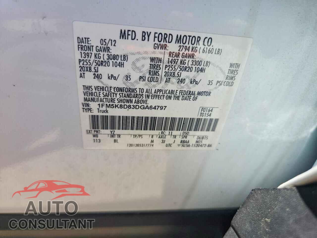 FORD EXPLORER 2013 - 1FM5K8D83DGA64797