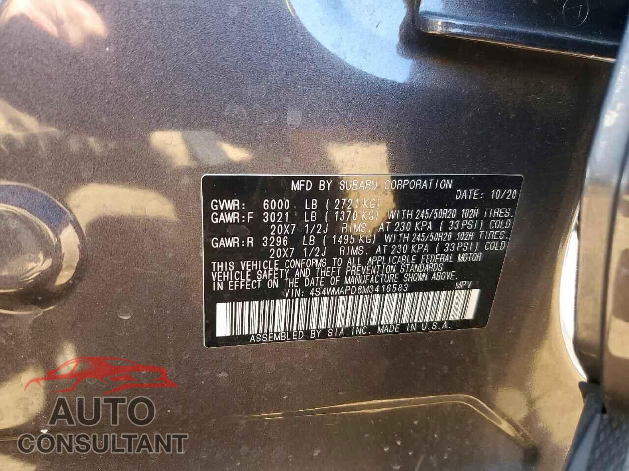 SUBARU ASCENT 2021 - 4S4WMAPD6M3416583