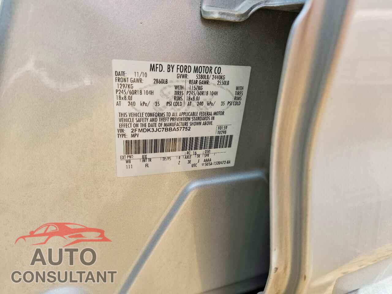 FORD EDGE 2011 - 2FMDK3JC7BBA57752