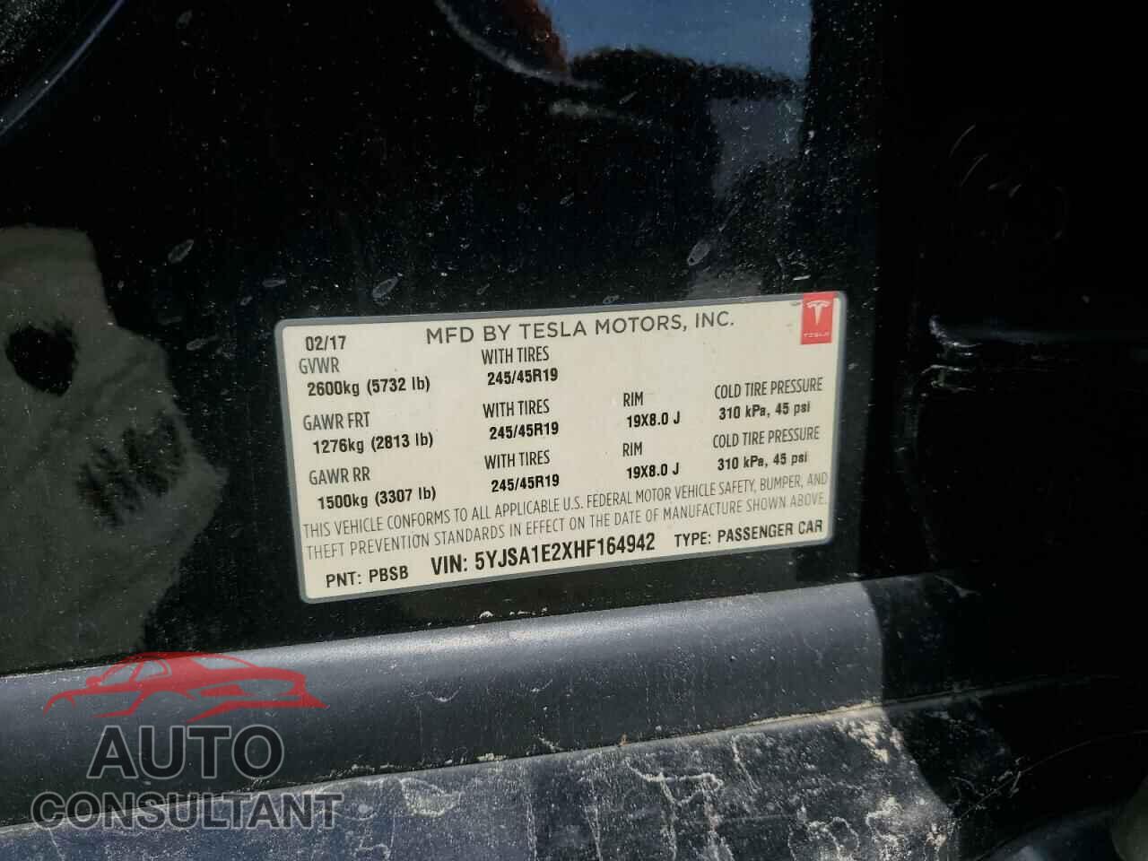 TESLA MODEL S 2017 - 5YJSA1E2XHF164942