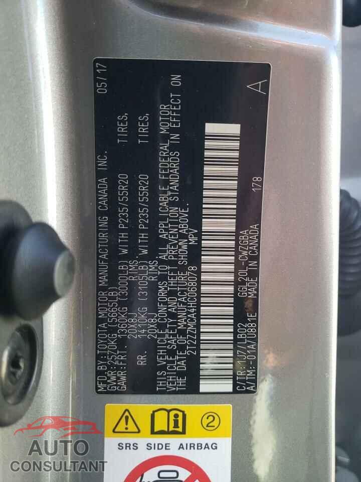LEXUS RX350 2017 - 2T2ZZMCA4HC068078