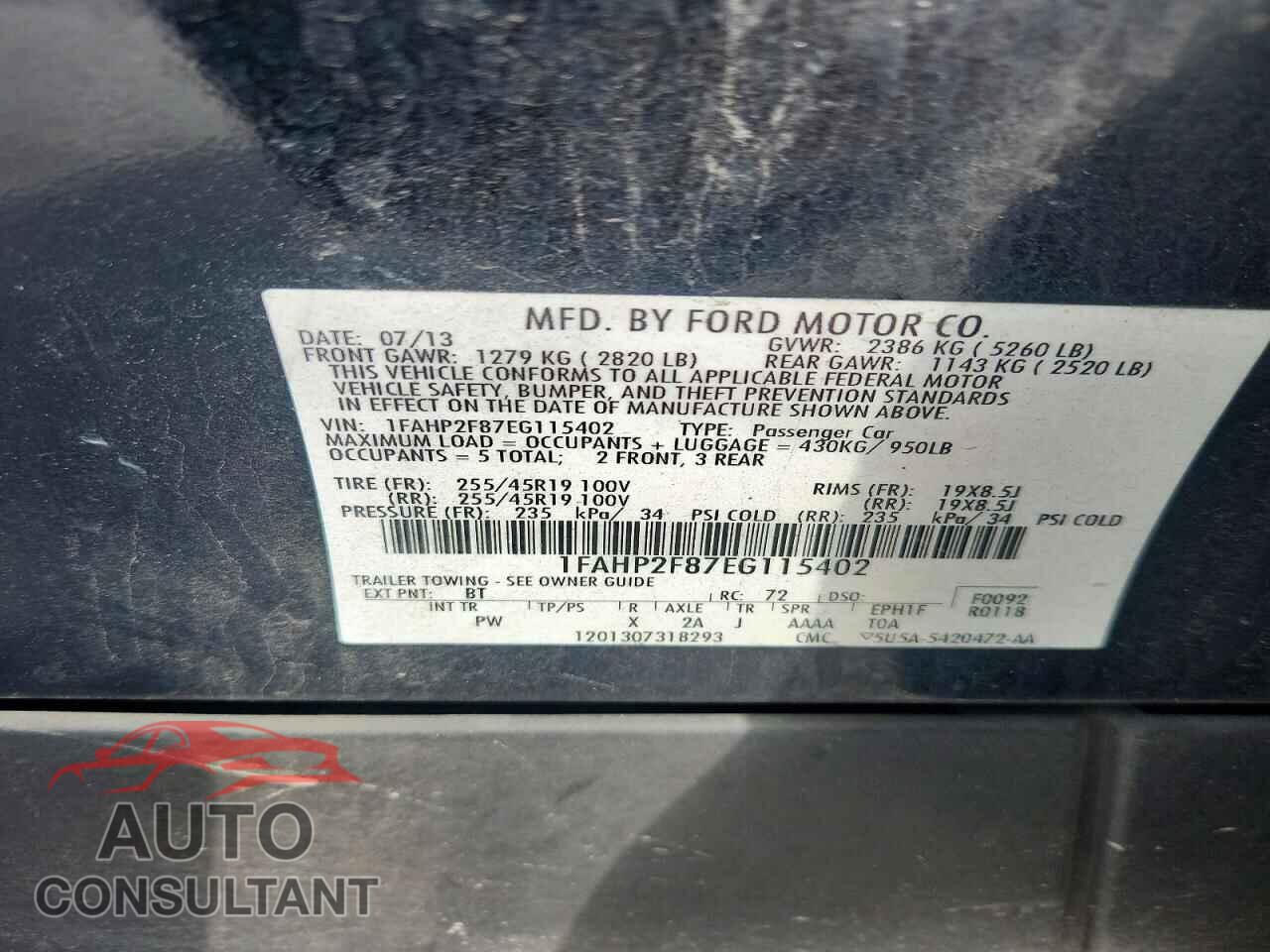 FORD TAURUS 2014 - 1FAHP2F87EG115402