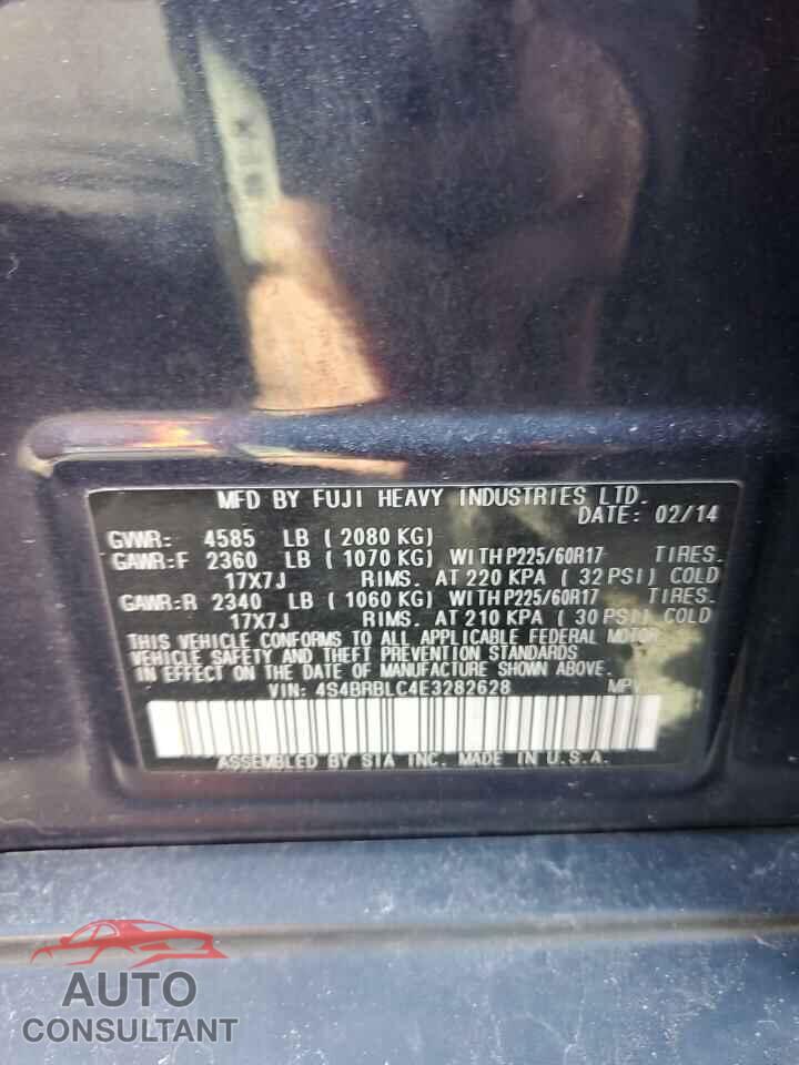 SUBARU OUTBACK 2014 - 4S4BRBLC4E3282628