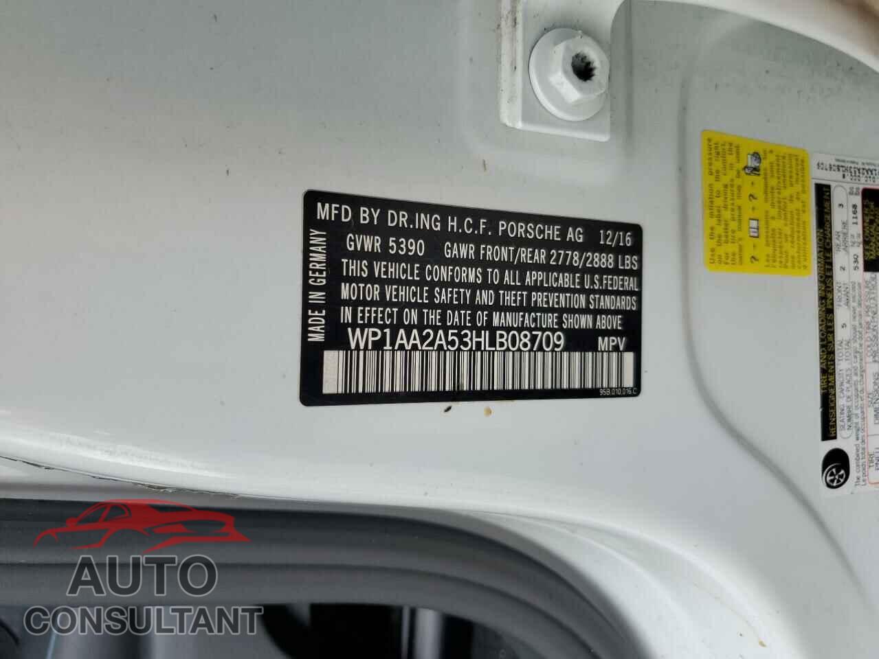 PORSCHE MACAN 2017 - WP1AA2A53HLB08709