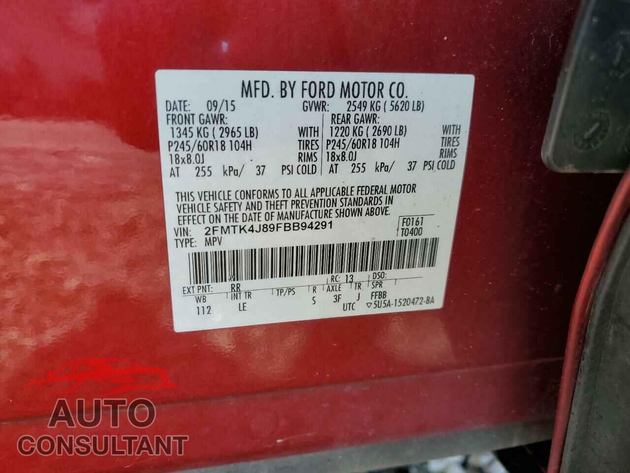 FORD EDGE 2015 - 2FMTK4J89FBB94291