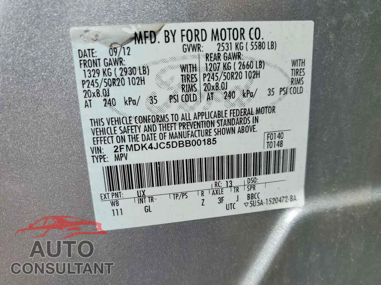 FORD EDGE 2013 - 2FMDK4JC5DBB00185