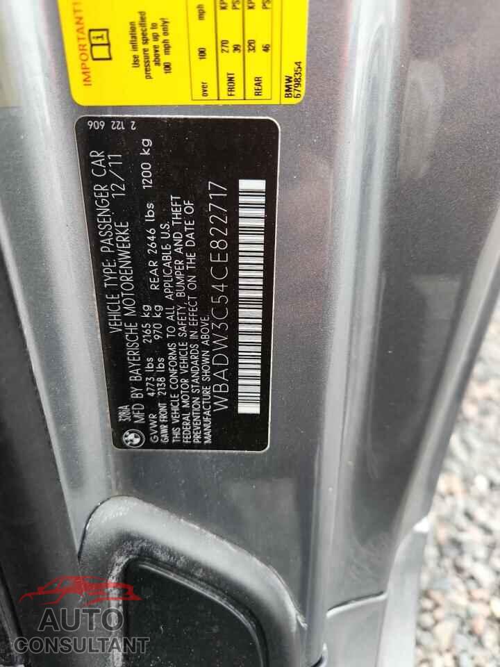 BMW 3 SERIES 2012 - WBADW3C54CE822717