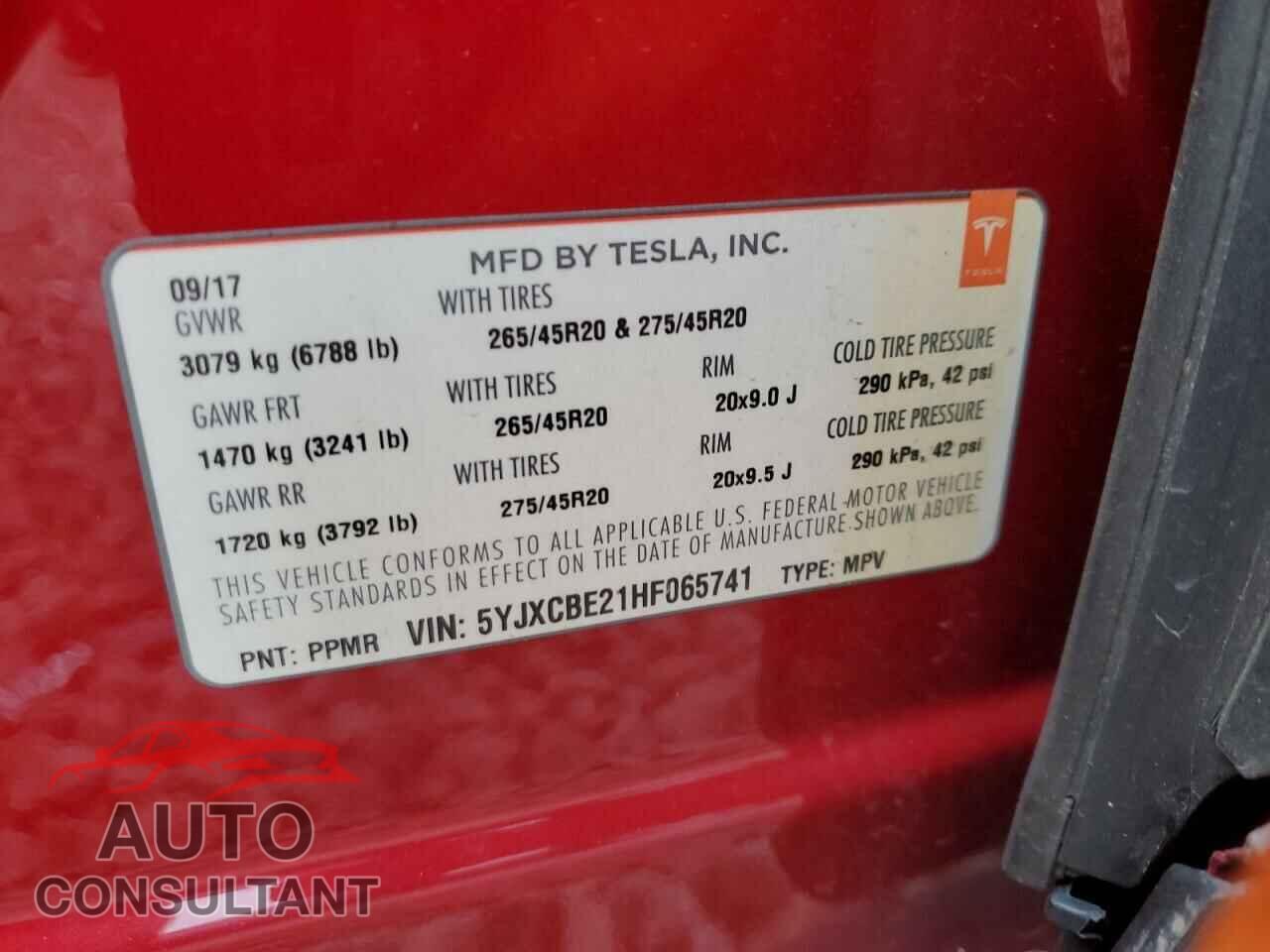 TESLA MODEL X 2017 - 5YJXCBE21HF065741