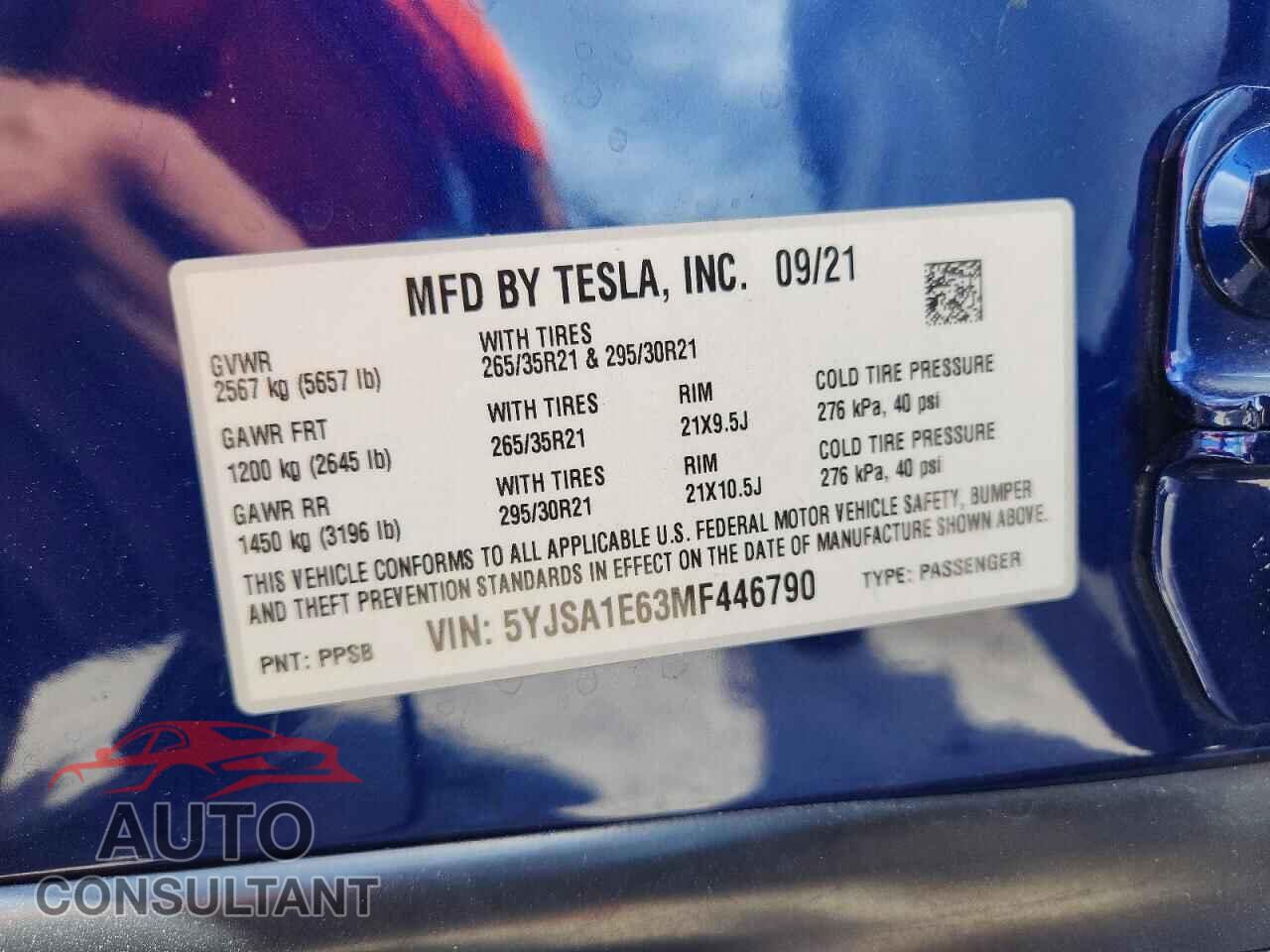 TESLA MODEL S 2021 - 5YJSA1E63MF446790