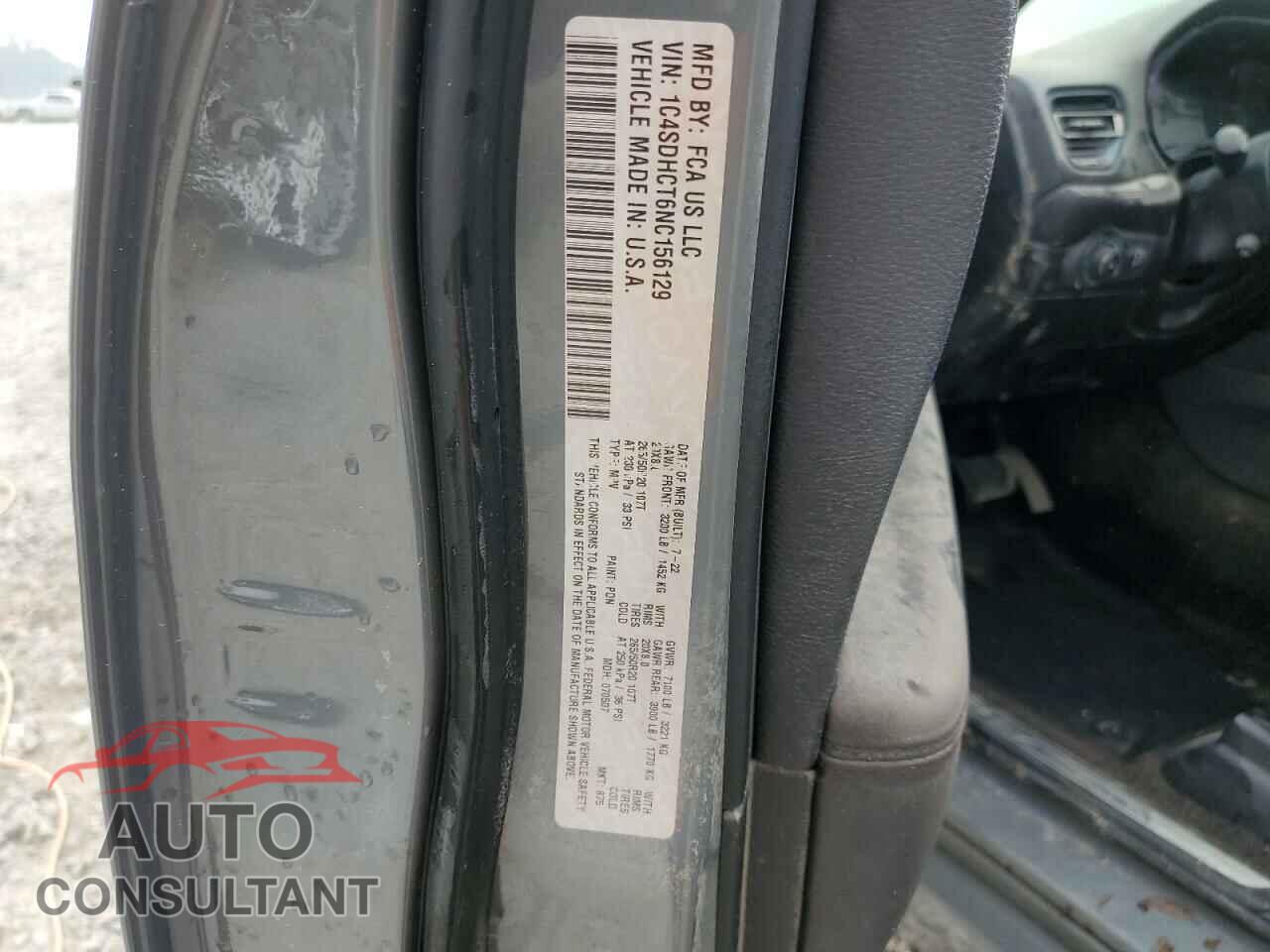 DODGE DURANGO 2022 - 1C4SDHCT6NC156129