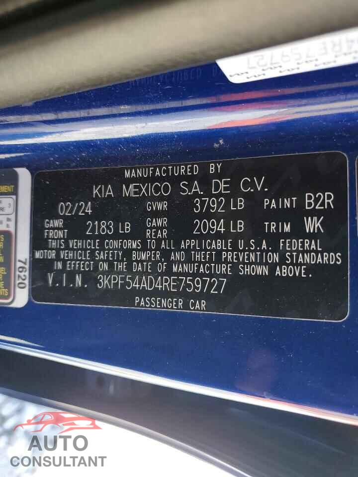KIA FORTE 2024 - 3KPF54AD4RE759727