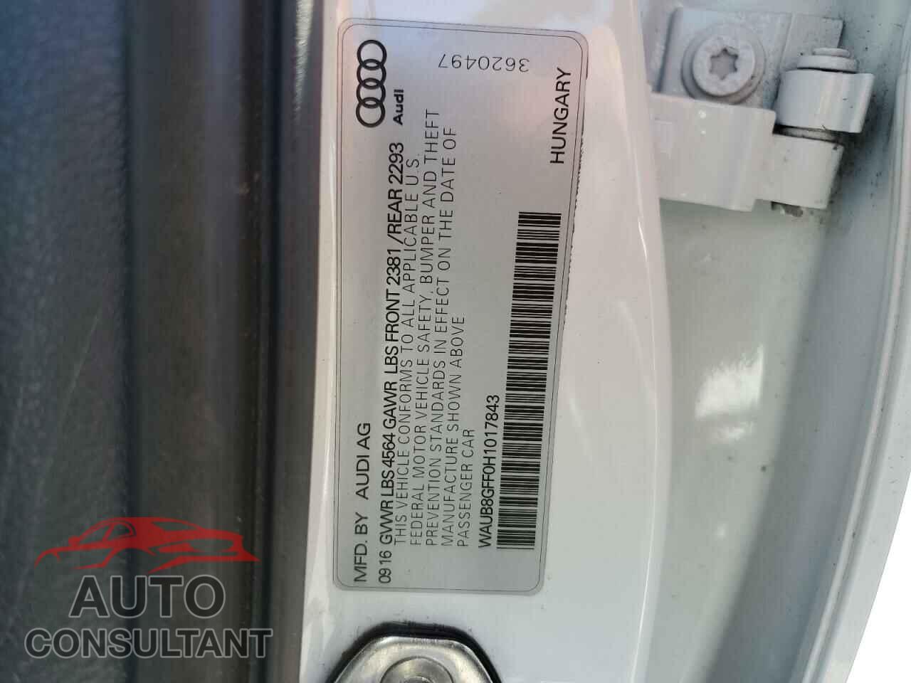 AUDI A3 2017 - WAUB8GFF0H1017843