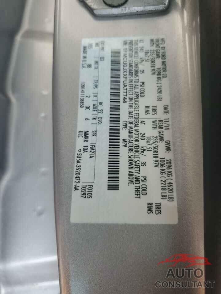 FORD ESCAPE 2015 - 1FMCU0JXXFUA77744