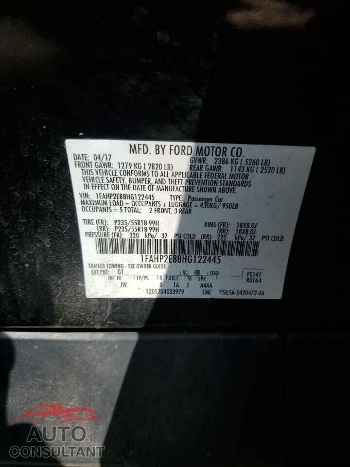 FORD TAURUS 2017 - 1FAHP2E88HG122445