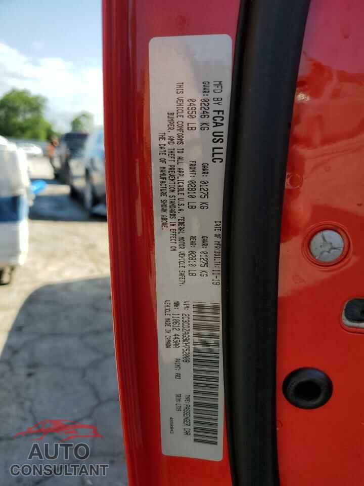 DODGE CHALLENGER 2019 - 2C3CDZAG9KH752008