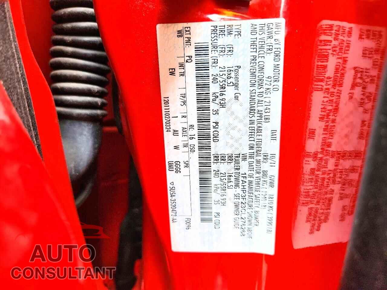 FORD FOCUS 2012 - 1FAHP3F23CL276268