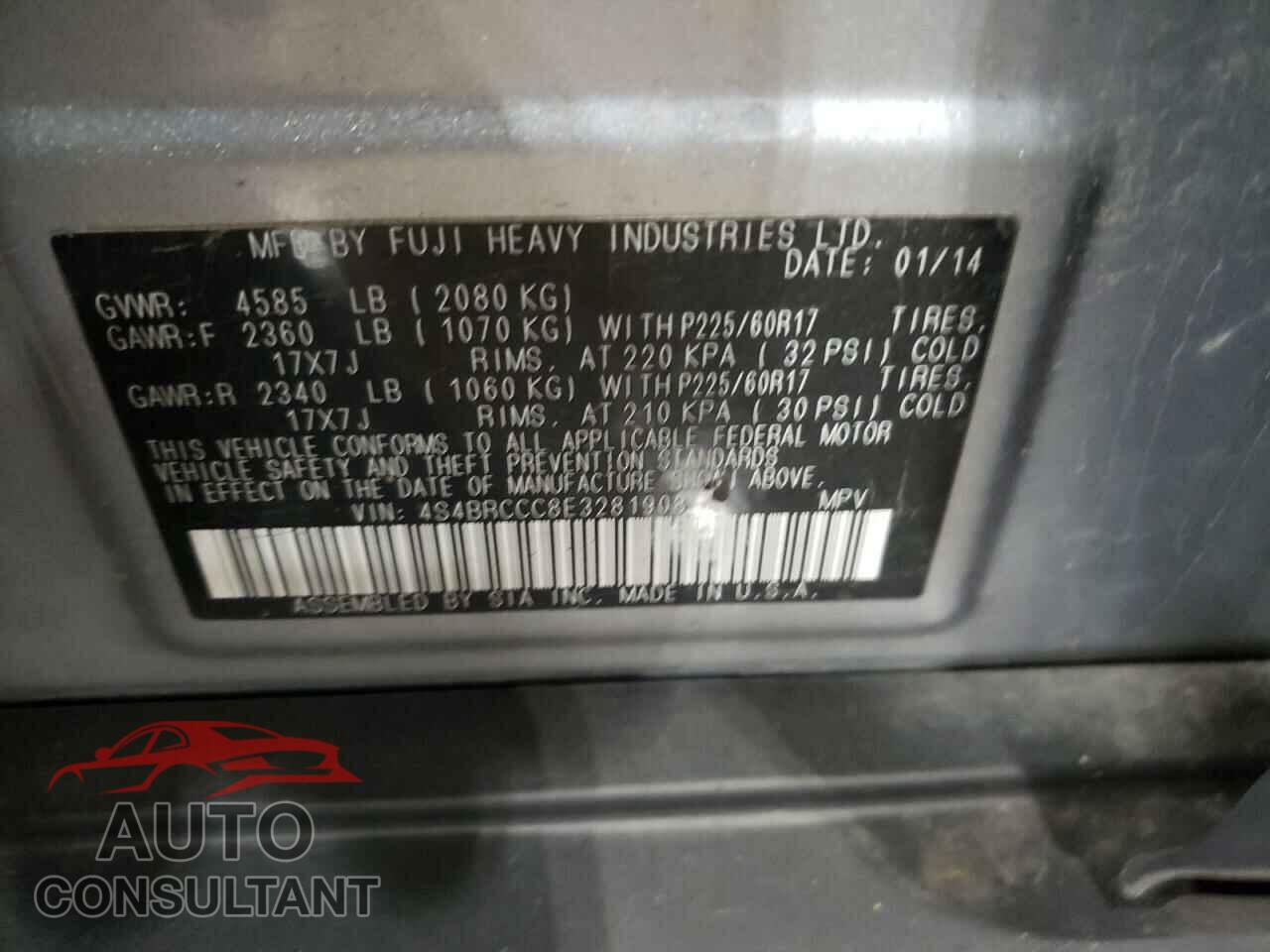 SUBARU OUTBACK 2014 - 4S4BRCCC8E3281908