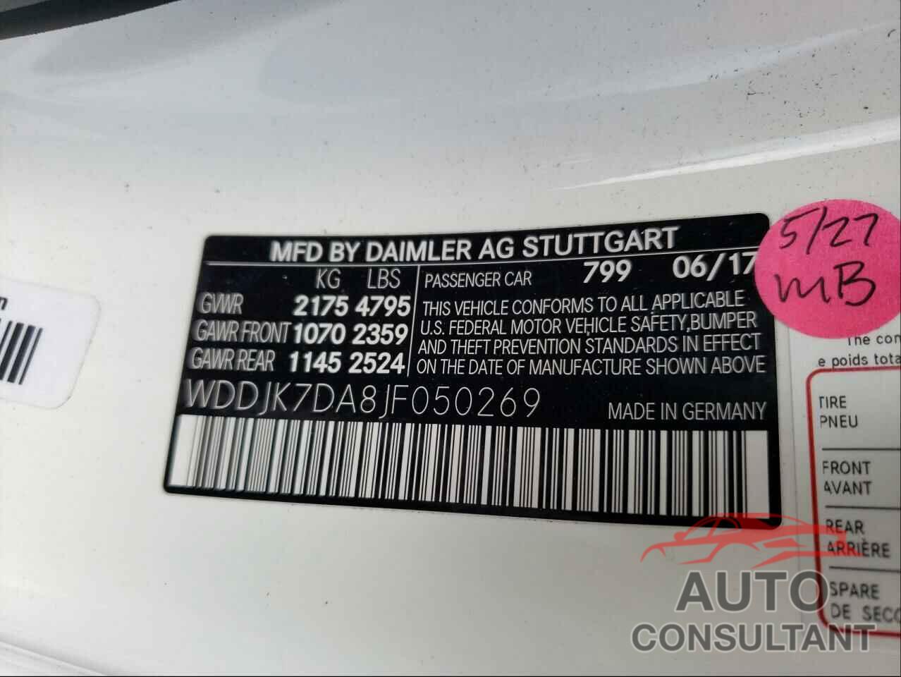 MERCEDES-BENZ SL-CLASS 2018 - WDDJK7DA8JF050269