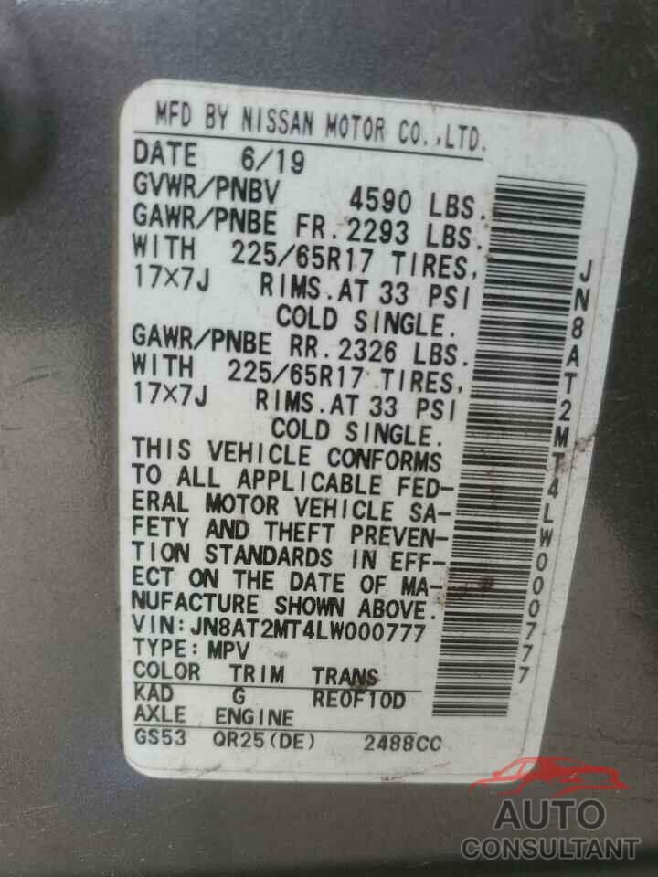 NISSAN ROGUE 2020 - JN8AT2MT4LW000777