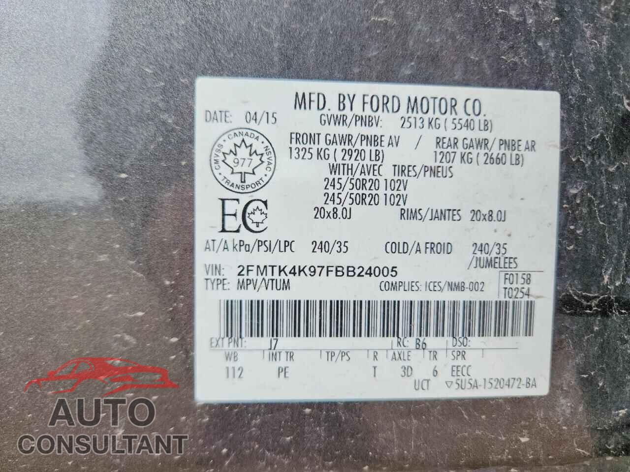 FORD EDGE 2015 - 2FMTK4K97FBB24005