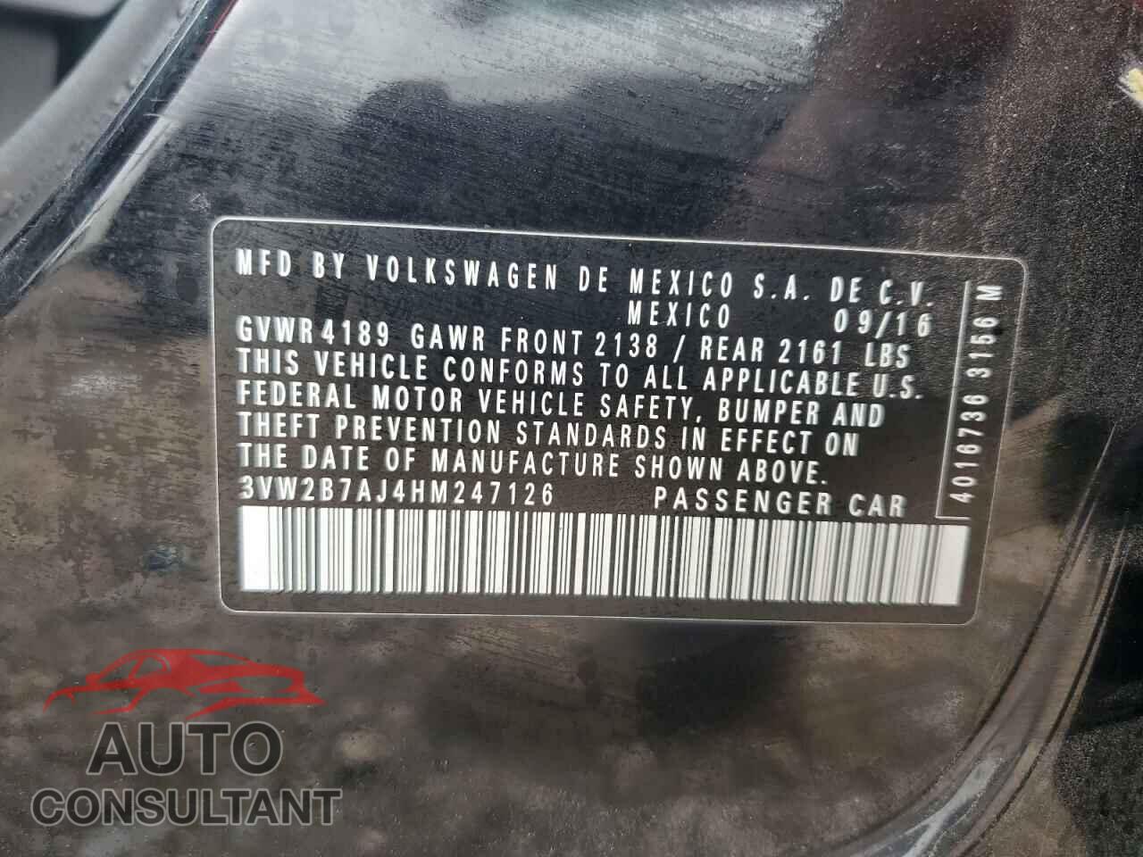 VOLKSWAGEN JETTA 2017 - 3VW2B7AJ4HM247126