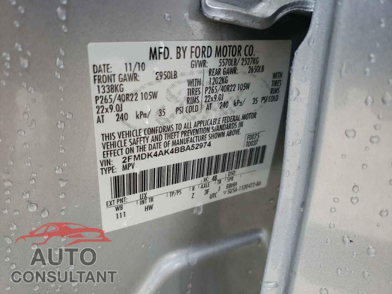FORD EDGE 2011 - 2FMDK4AK4BBA52974