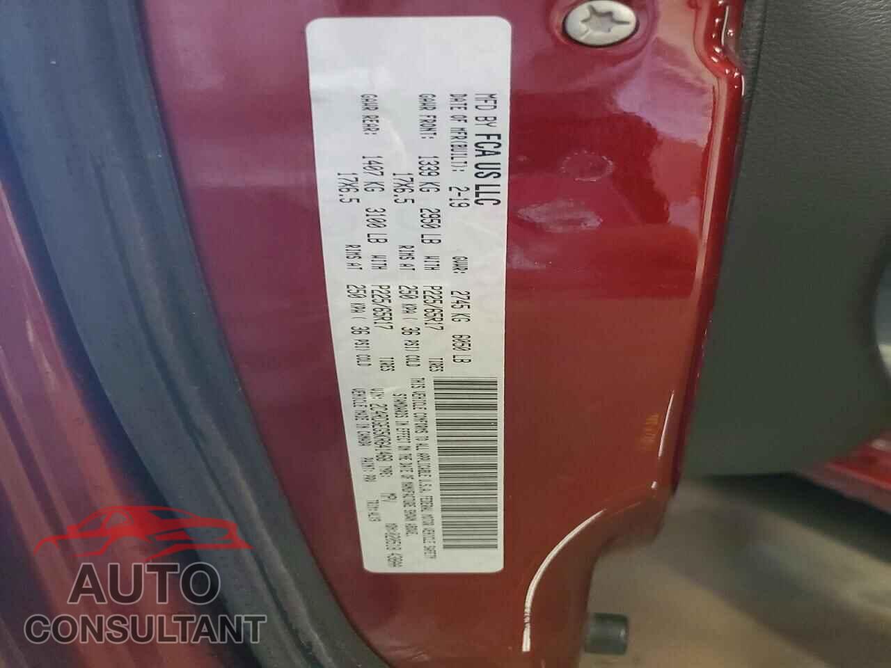 DODGE CARAVAN 2019 - 2C4RDGEG5KR641468