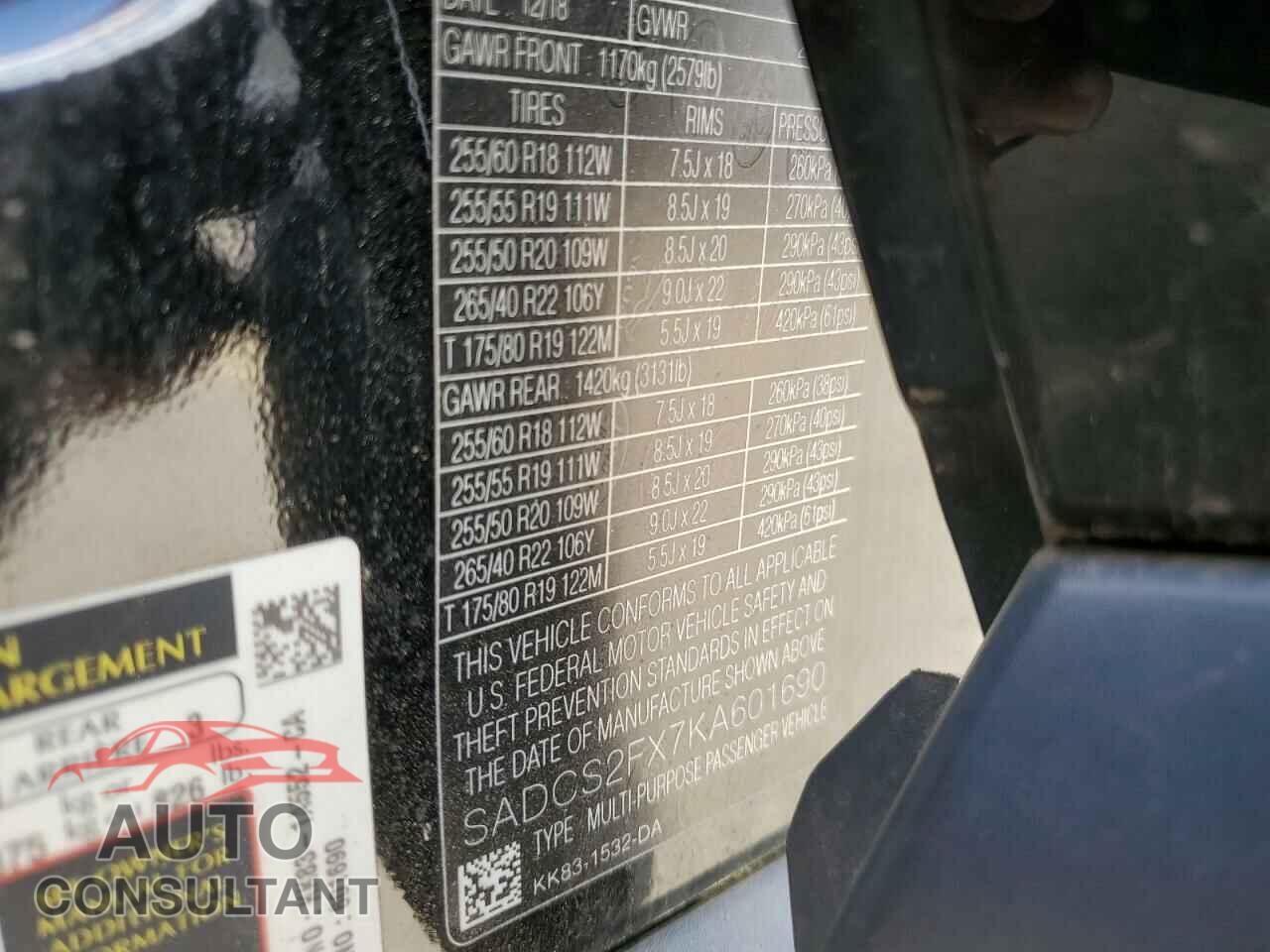 JAGUAR F-PACE 2019 - SADCS2FX7KA601690