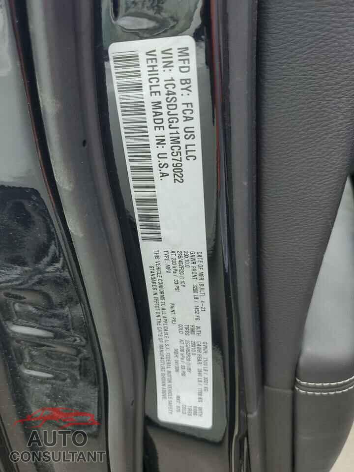 DODGE DURANGO 2021 - 1C4SDJGJ1MC579022