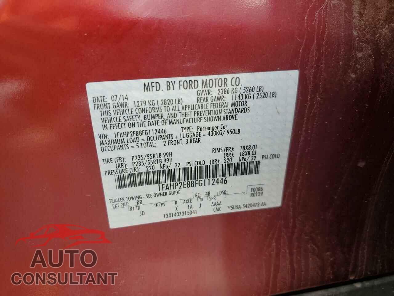 FORD TAURUS 2015 - 1FAHP2E88FG112446
