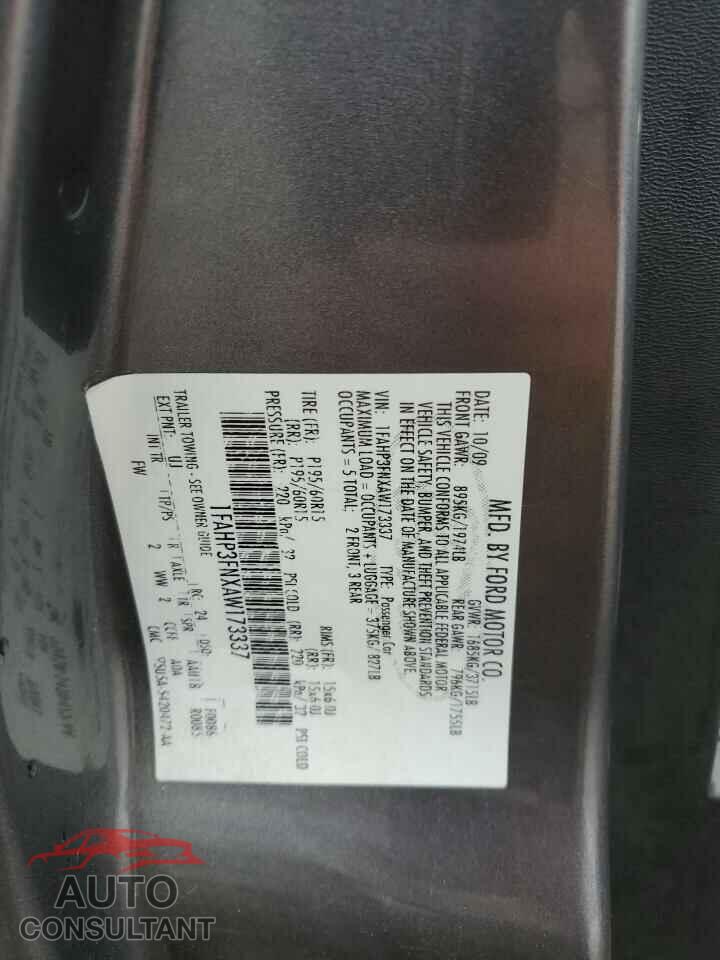 FORD FOCUS 2010 - 1FAHP3FNXAW173337