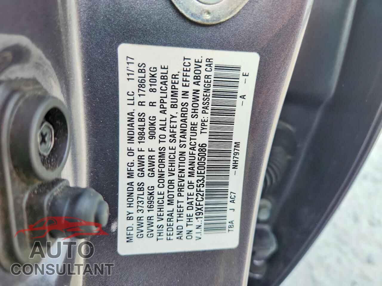 HONDA CIVIC 2018 - 19XFC2F53JE005086