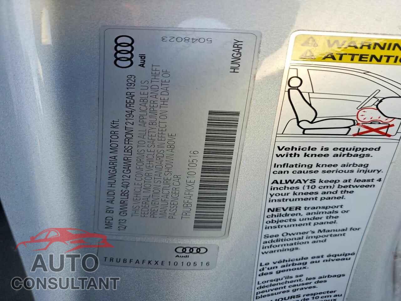 AUDI TT 2014 - TRUBFAFKXE1010516