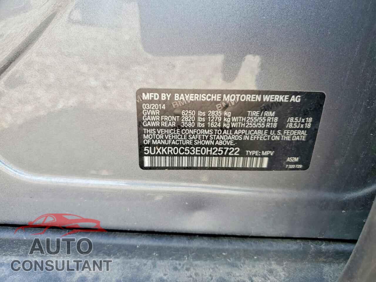 BMW X5 2014 - 5UXKR0C53E0H25722