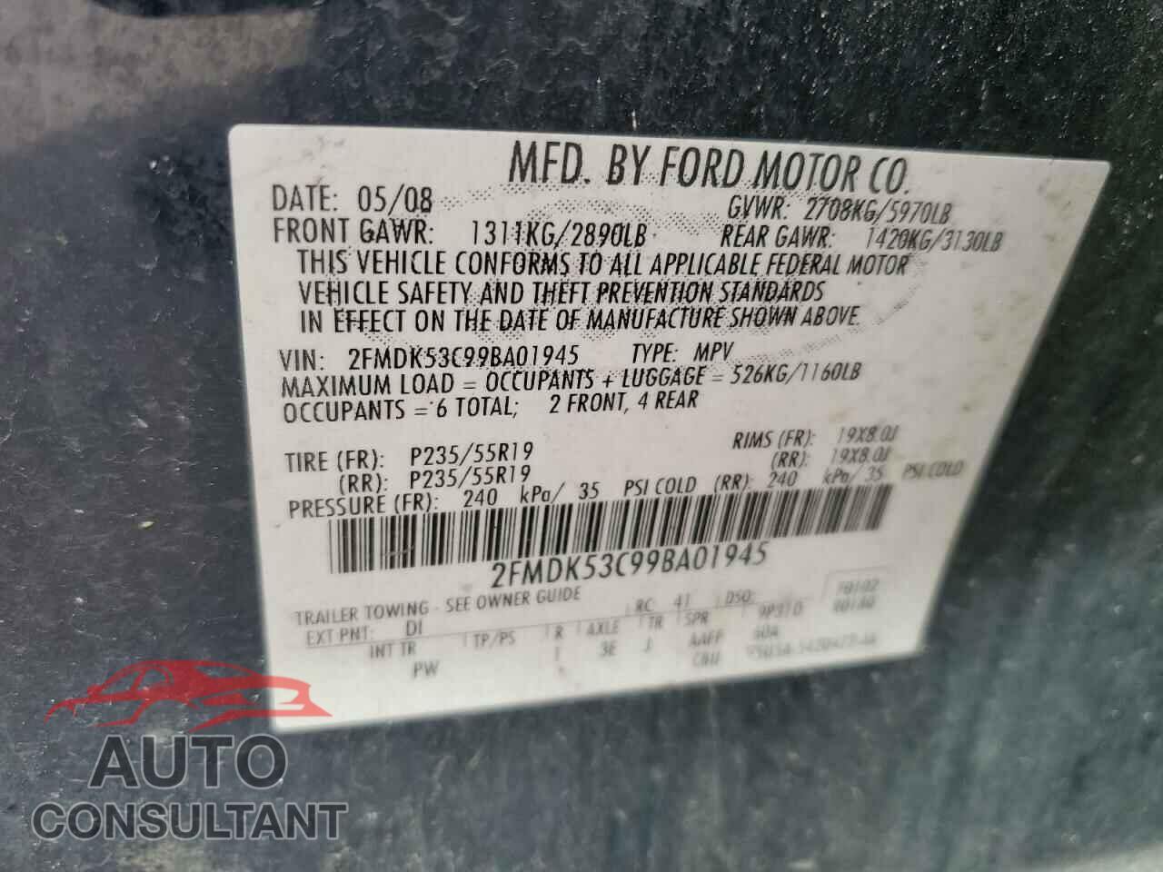 FORD FLEX 2009 - 2FMDK53C99BA01945